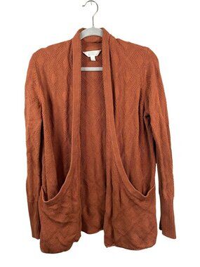 Market & Spruce Burnt Orange Open-Front Cardigan Sweater With Pockets Womens Siz
